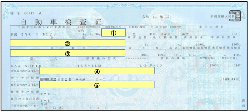 車検証見本